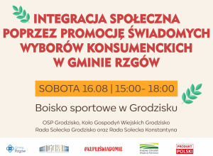 Integracja społeczna poprzez promocję świadomych wyborów konsumenckich w gminie Rzgów